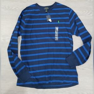 Polo by Ralph Lauren Navy & Royal Blue Striped Long Sleeve - Size XL (18-20)